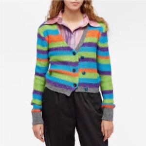 Anderson Bell Marta Asymmetric  Stripes Cardigan